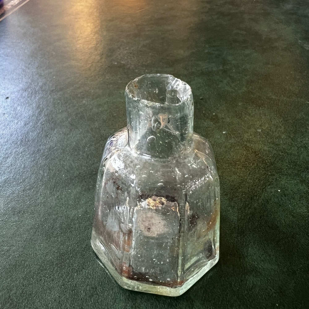 Antique Vintage Glass Inkwell 1800s - Picture 3 of 5
